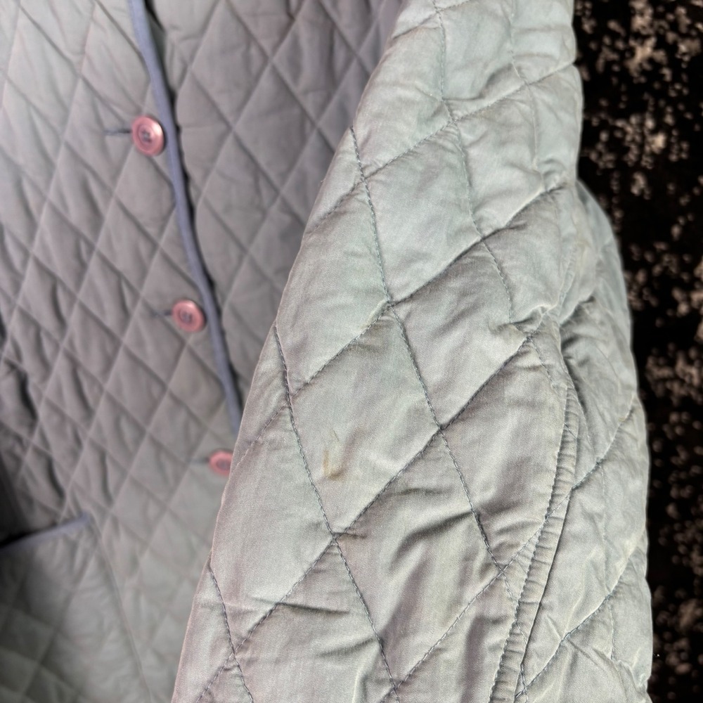 LL Bean Womens XL Quilted Barn Jacket Blue Plaid Lined Button Front Coat - Picture 5 of 8